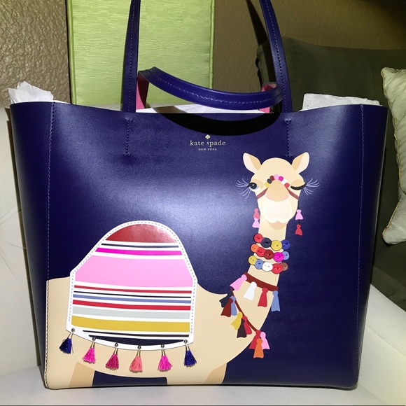 kate spade Handbags - Kate Spade blue Leather Camel Tote